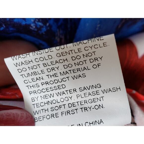 Women's Button Down Shirt XL Red & White Polyester Long Sleeve Stretch Collared - Picture 6 of 11